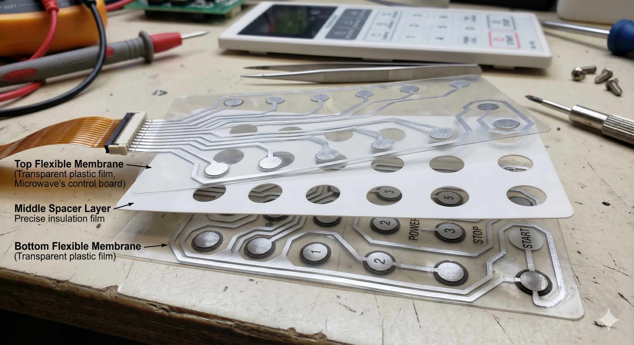 reparar el panel táctil del teclado de un horno de microondas