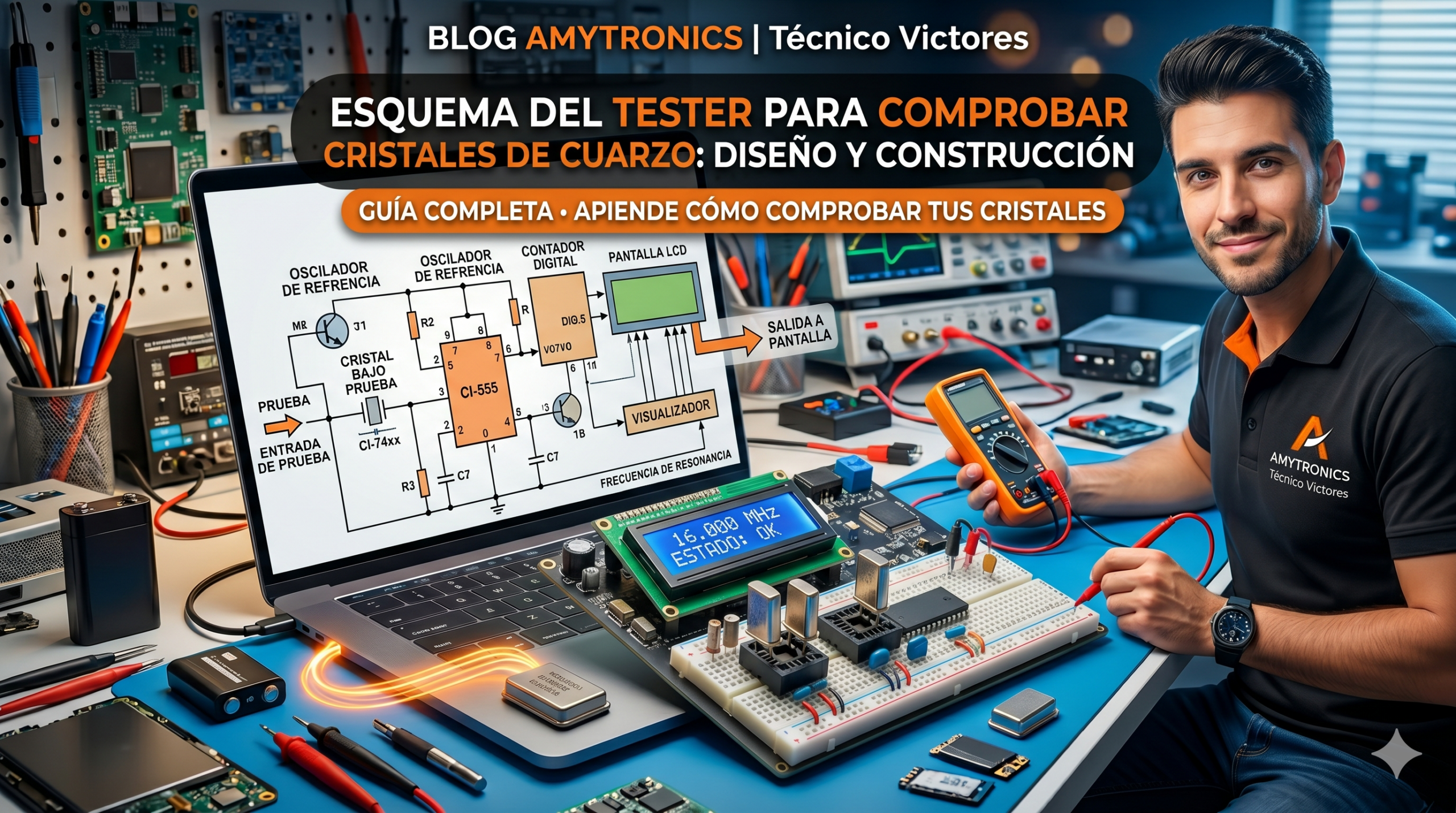 Esquema del tester para comprobar cristales de cuarzo
