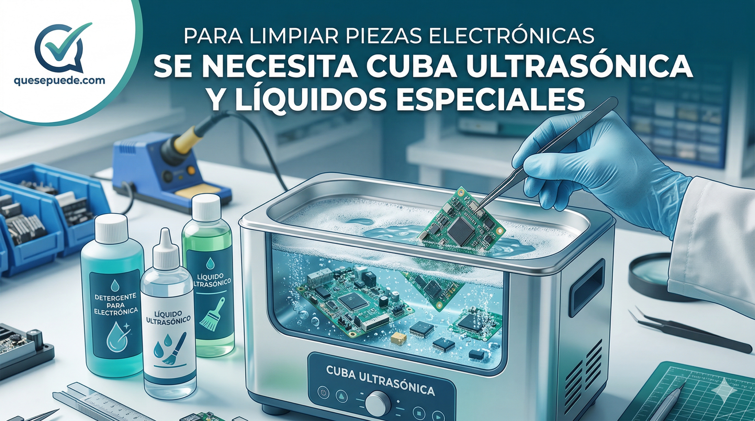 Para limpiar piezas y placas electrónicas se necesita el uso de la cuba o tina ultrasónica