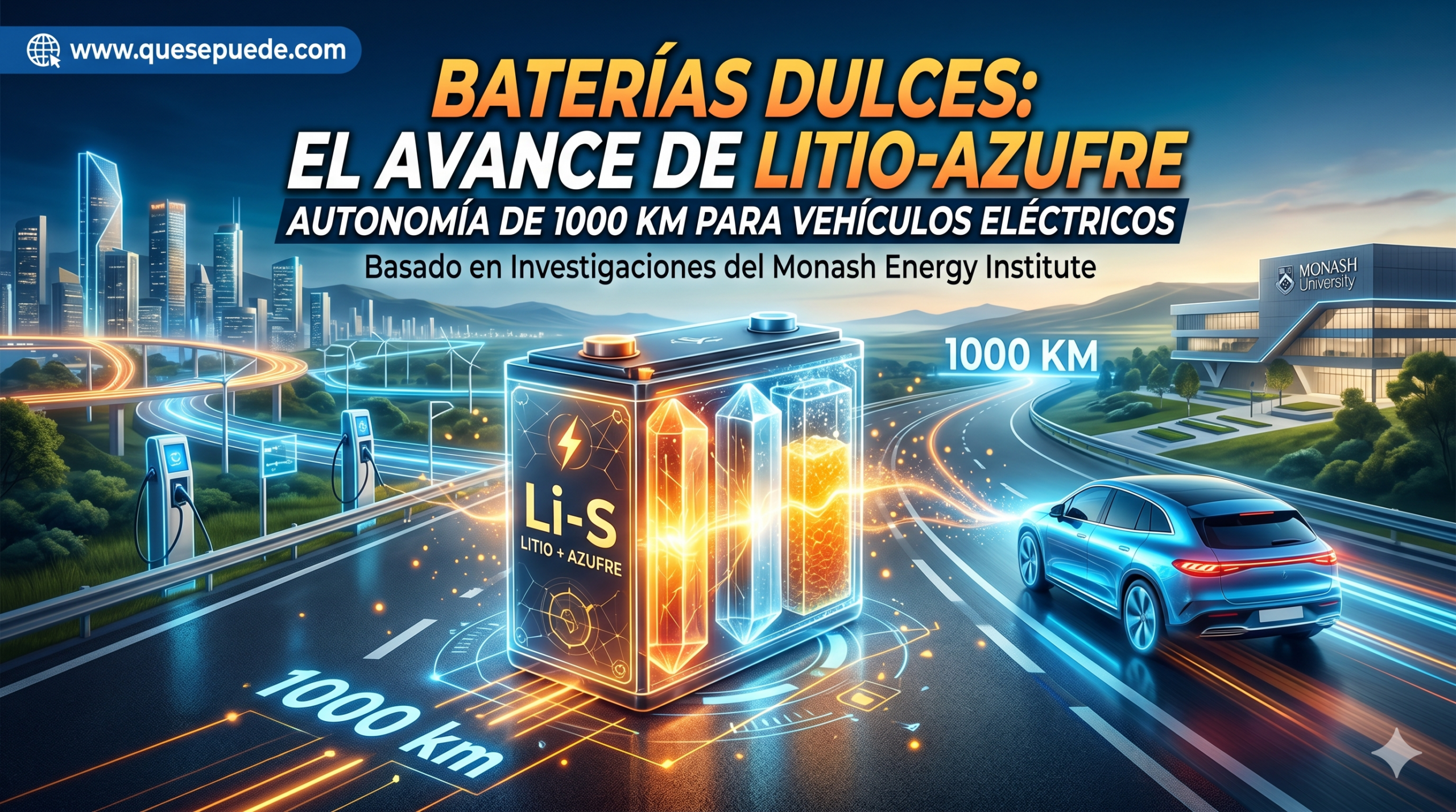 baterías dulces con litio y azufre para aumentar la autonomía hasta los 1000 km en coches eléctricos