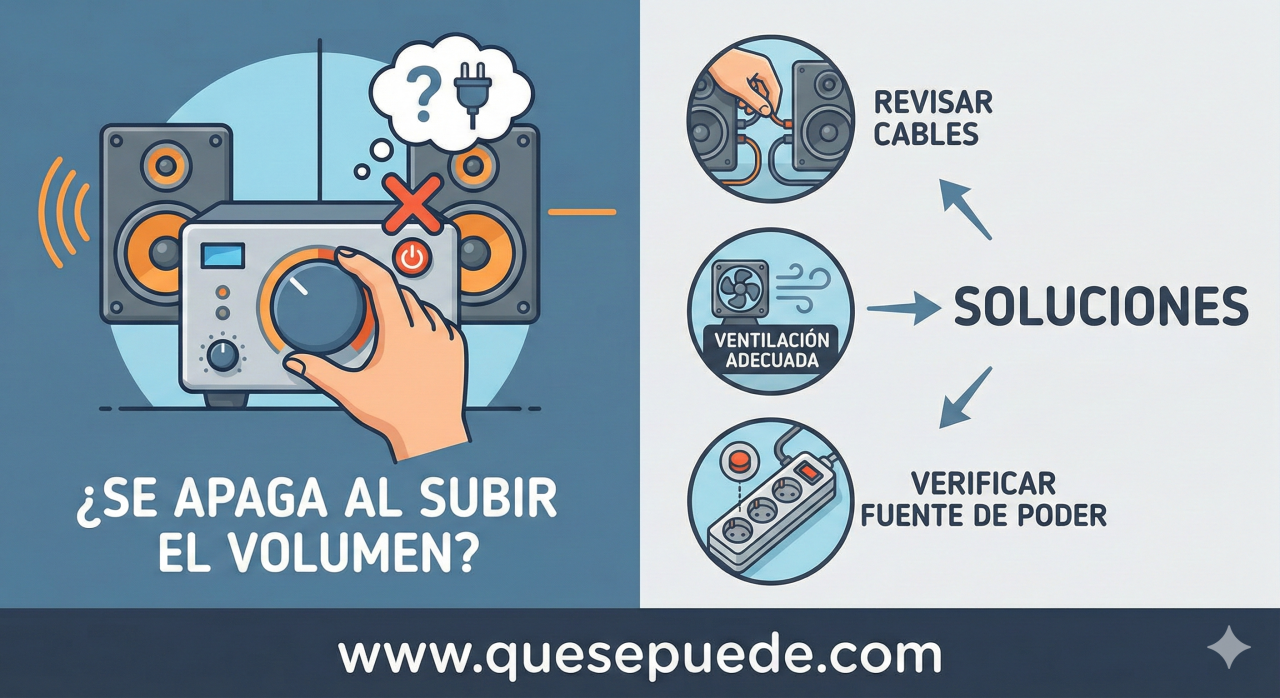 equipo de audio se apaga al subir el volumen