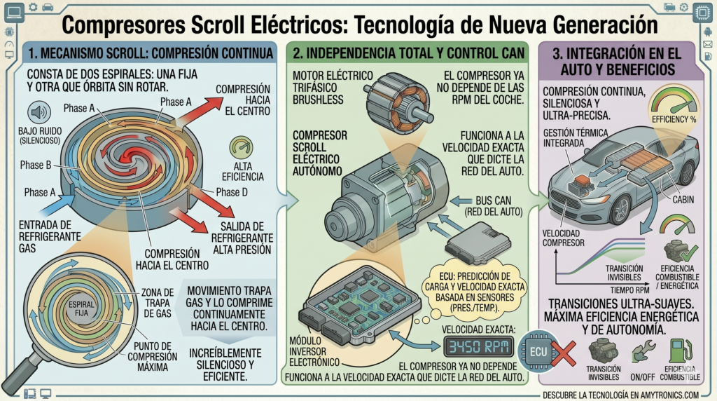 Compresores Scroll Eléctricos del aire acondicionado automotriz