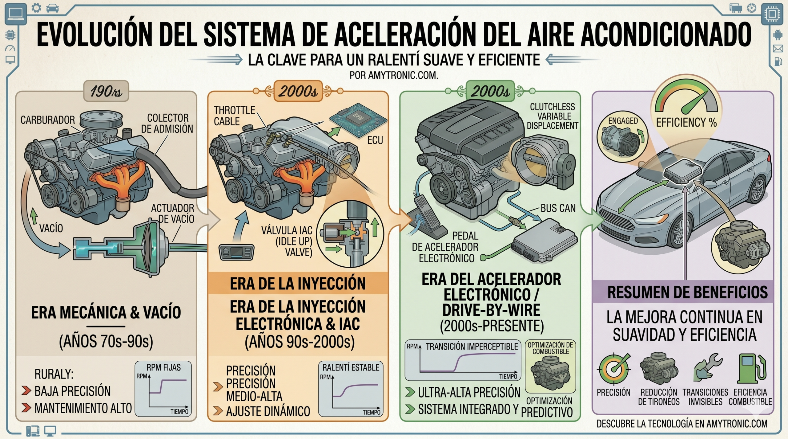 evolución del sistema de aceleración del aire acondicionado del auto