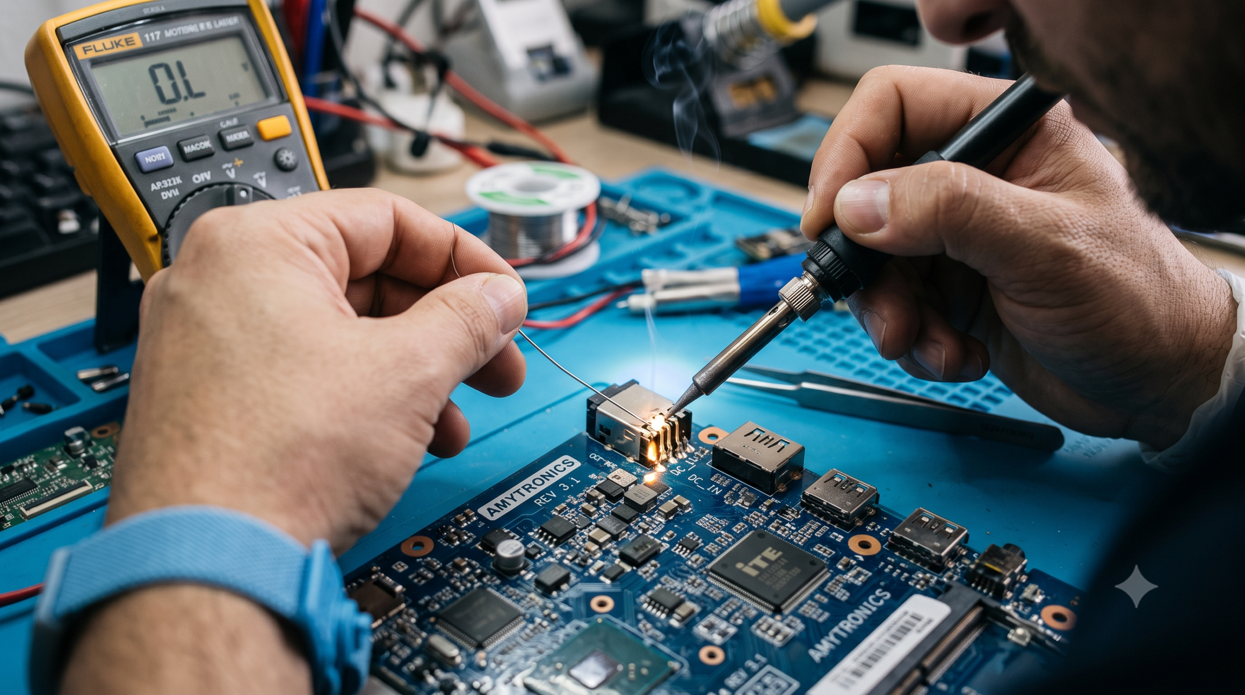 reparar el conector de carga del portatil