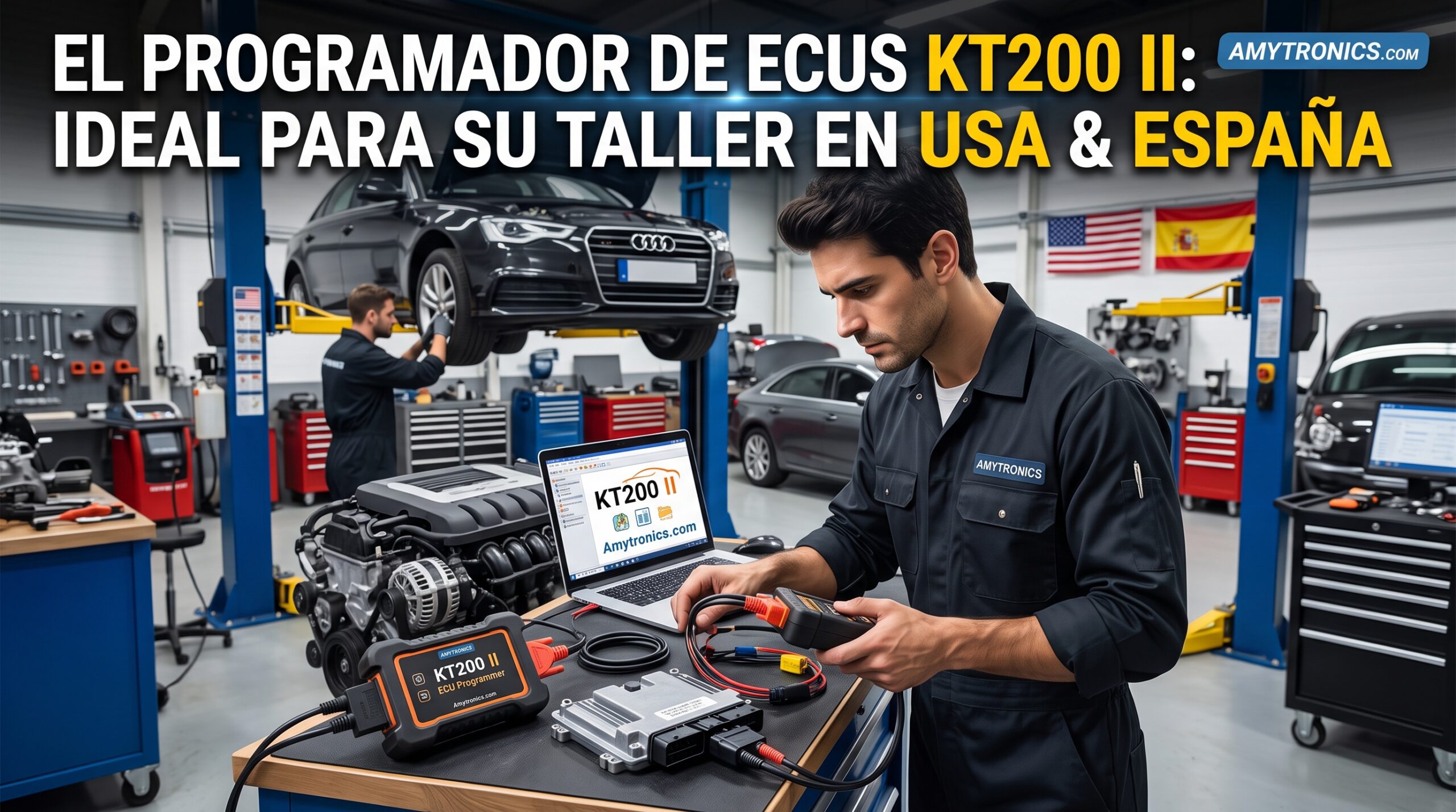 El programador de ECUs KT200 II es el ideal para su taller de electromecánica en Estados Unidos y España.